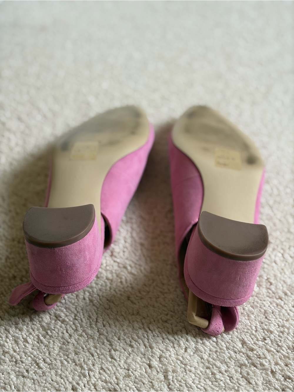 J. Crew Women’s Pink Suede Slingback Heels with Bow - Picture 6 of 8